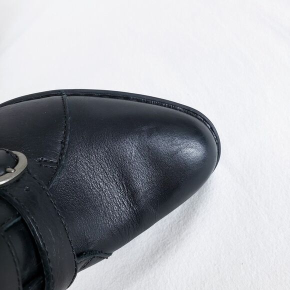 Born Ankle Boots Womens 8 Black Leather 4 Buckle Grunge Side Zip Goth Steampunk - Picture 5 of 12